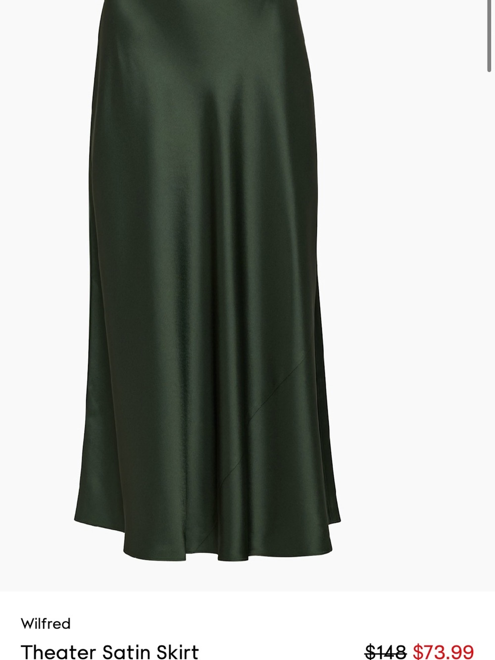 Wilfred Satin Midi Skirt in Deep Forest Green